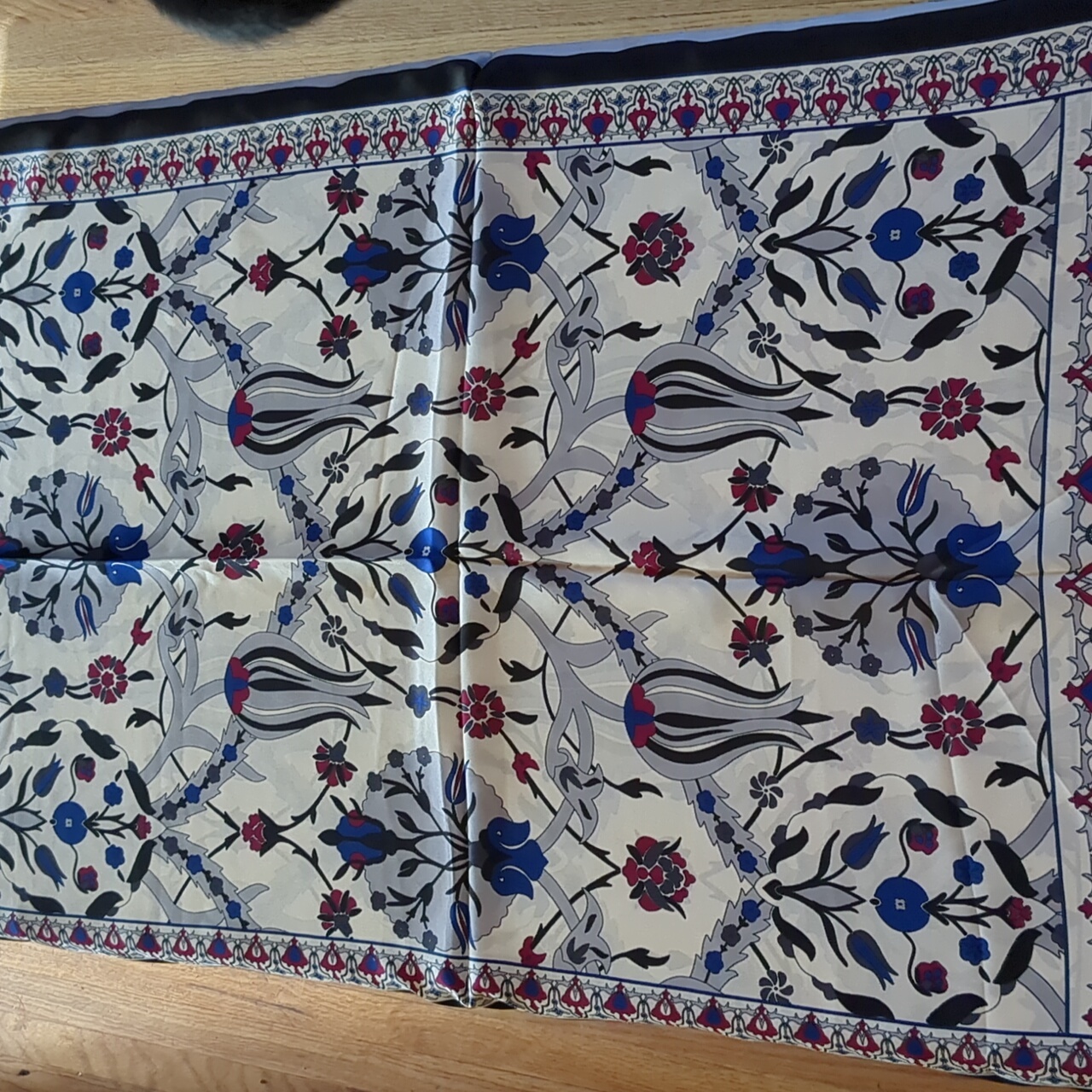 New Turkish Silk Scarf Blue Navy Purple White New Turkish Silk Scarf Blue Navy Purple White